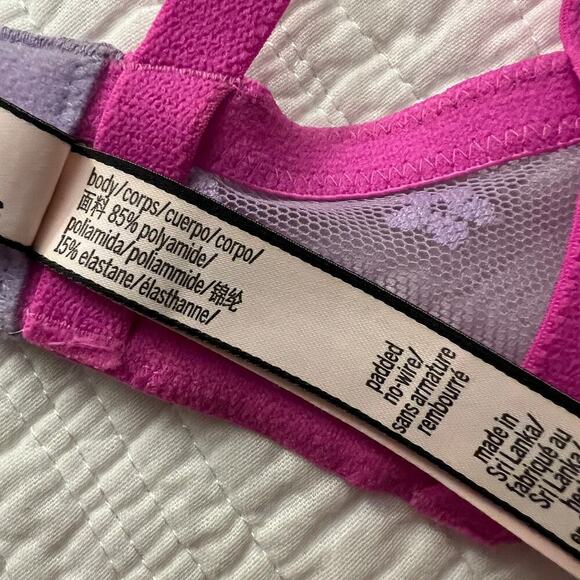Victorias Secret Padded No-Wire Bra Womans 36DD Strappy Adjustable Lace Purple - Picture 10 of 11